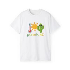 Phoenix Az Thermometer Sun Cactus T Shirt Desert Skyline Tee